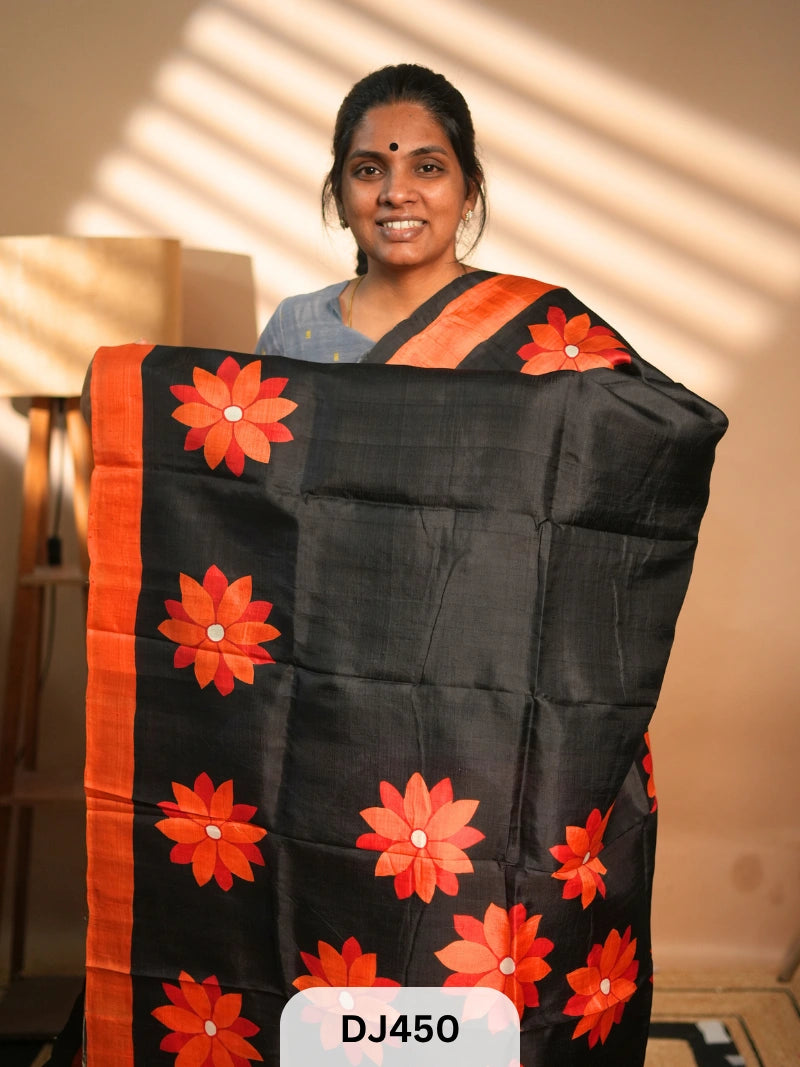 MURSHIDABAD SILK SAREE HAND PAINTED