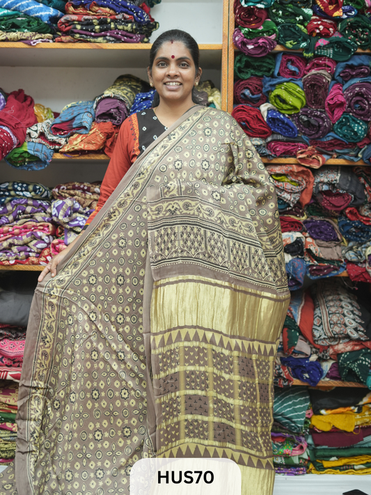 VISCOSE AJRAKH WITH GHARCHOLA PALLU