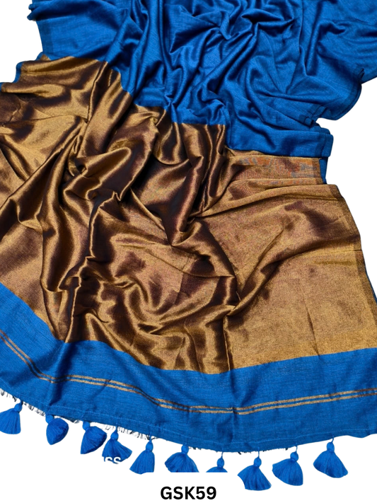 Plain Modal Tissue Saree With Blouse piece