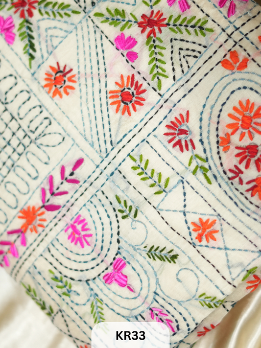 DUPION SILK WITH PURE HAND KANTHA HEAVY