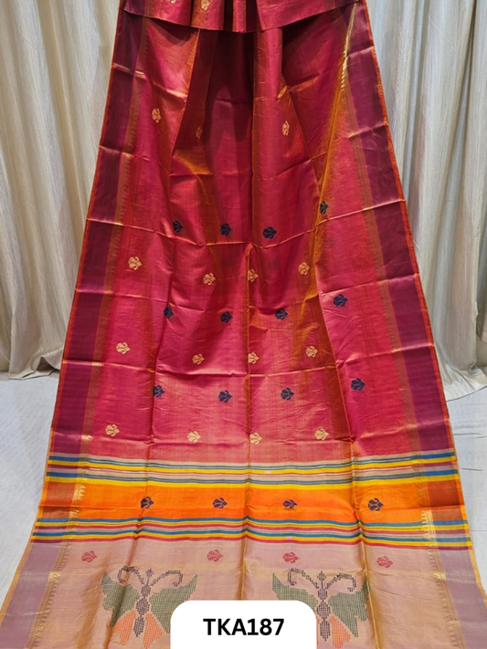 Pure Bishnupuri Katan Kalakshetra Silk – Handwoven Saree