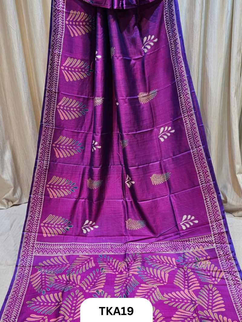 Pure Bishnupuri Silk Dual Shade Handblock