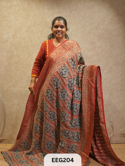 AJRAKH DOLA SILK SAREE