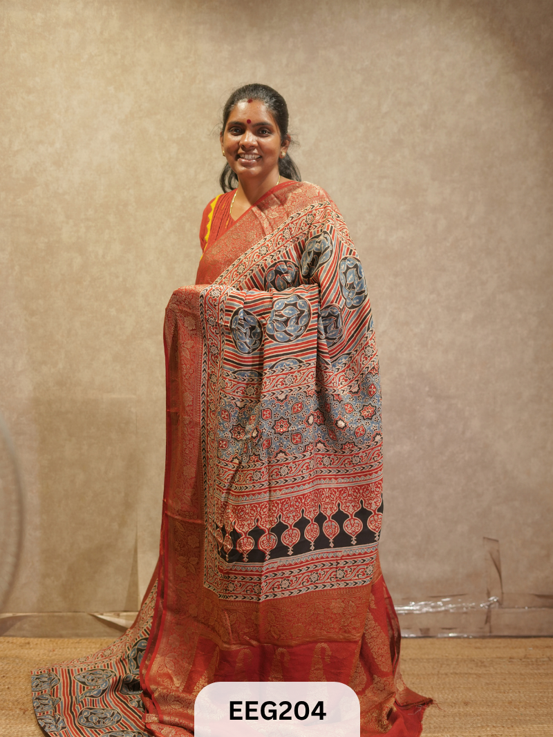 AJRAKH DOLA SILK SAREE