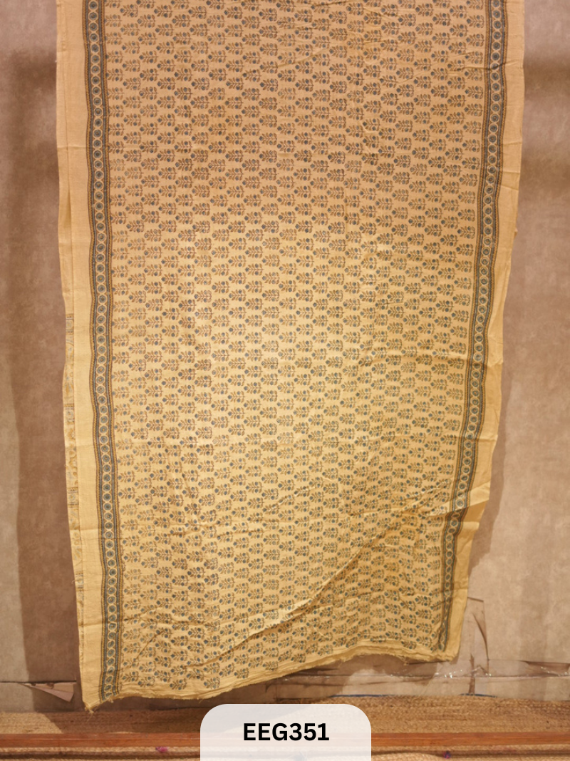 HANDWOVEN KALA COTTON WITH AJRAKH PRINT SAREE