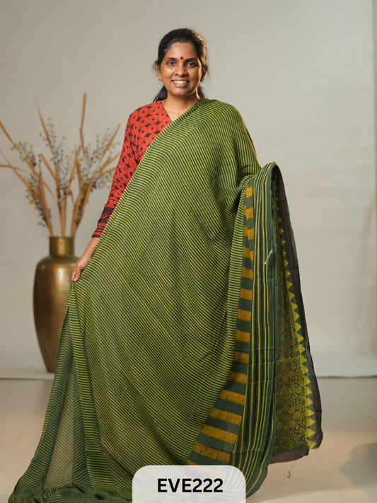 Chinon Chiffon Ajrakh Print Saree