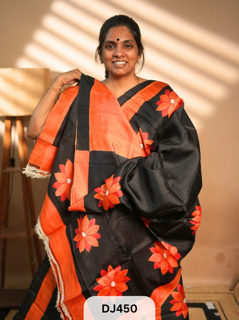 MURSHIDABAD SILK SAREE HAND PAINTED