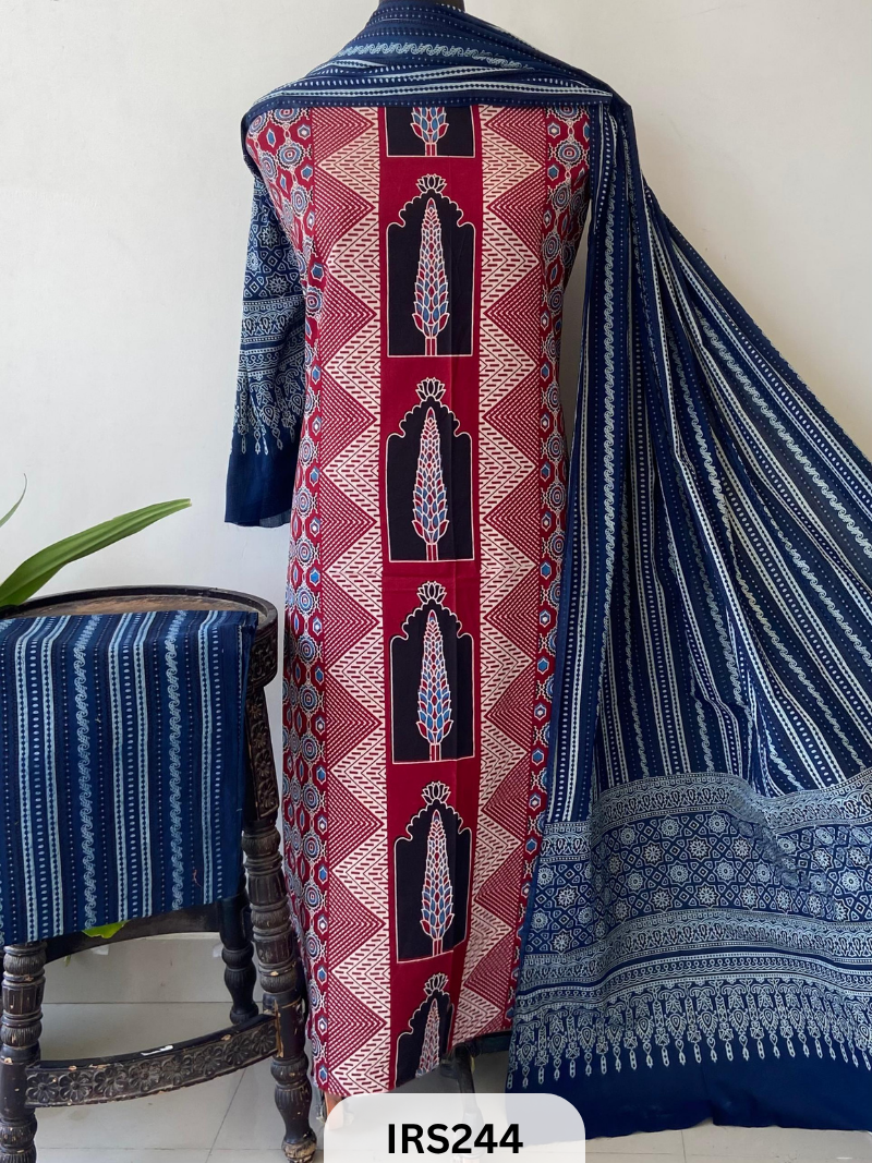 PURE COTTON FABRIC WITH AJRAKH PRINT DESIGNER SALWAR SUIT WITH AJRAKH PRINT BOTTOM
