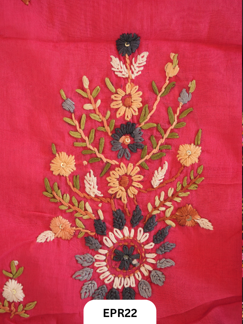 Mul Cotton Tie & Die With Bullion Stitch Saree