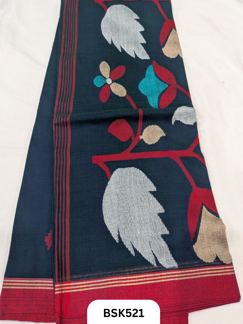 Handloom Pure Mul Cotton With Jamdhani Weave Saree