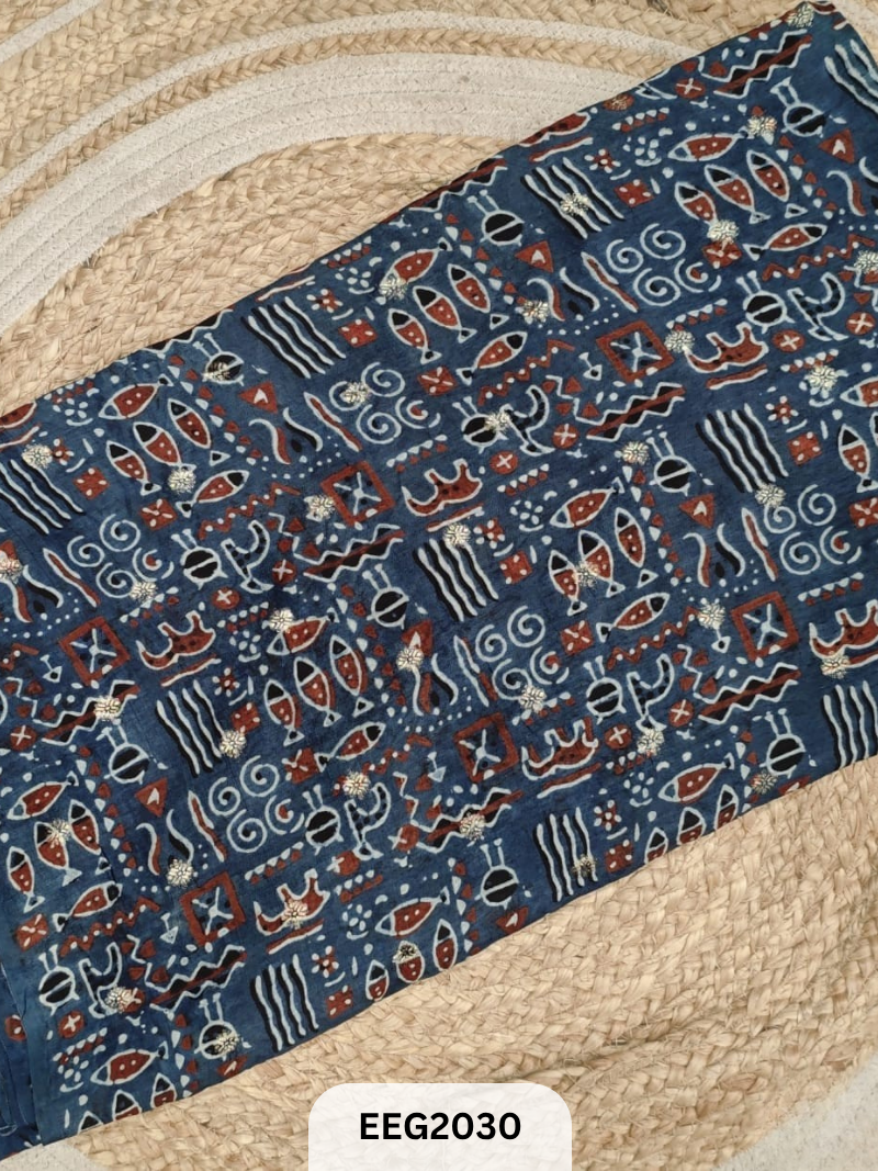 DOLA SILK AJRAKH FABRIC-1MTR