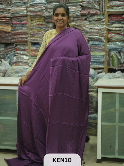 PLAIN MODAL SAREE WITH AJRAKH PRINT BLOUSE