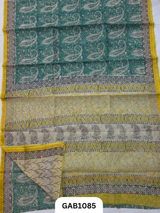 Bagru Handblock Print Kota Doria Saree