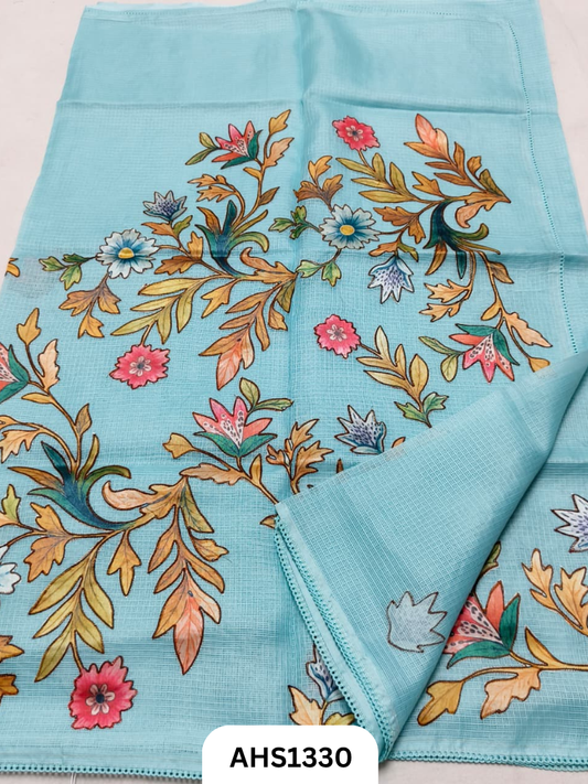 Soft Silk Kota Patch Work Saree With Blouse
