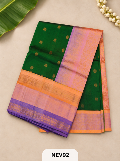 Korvai Pattu Long Border Body Butta Saree