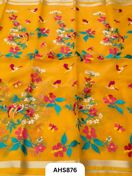 Cotton Kota Embroidery Work Saree