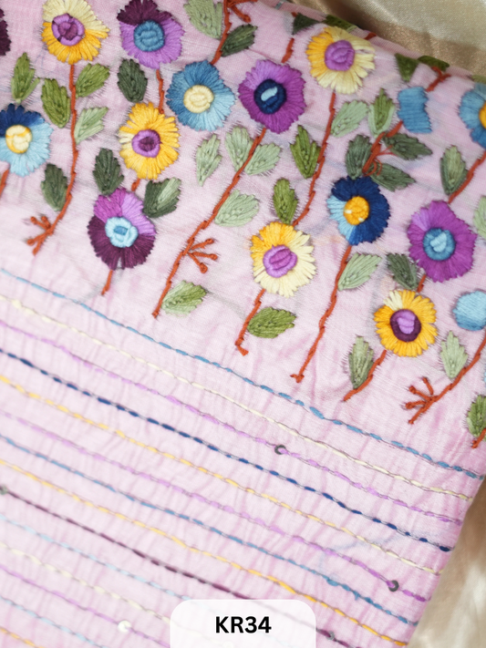 DUPION SILK WITH PURE HAND KANTHA HEAVY