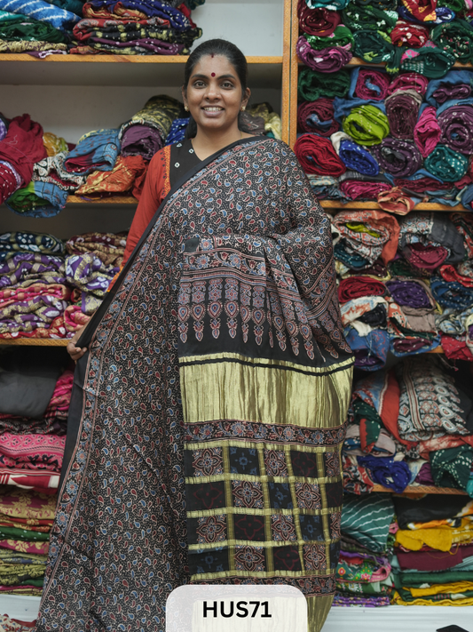 VISCOSE AJRAKH WITH GHARCHOLA PALLU