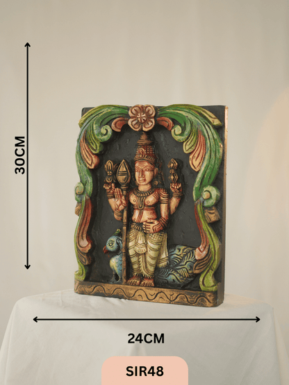 WOODEN LORD MURUGAR WALL FRAME - Height 12" INCH, WIDTH 10"INCH