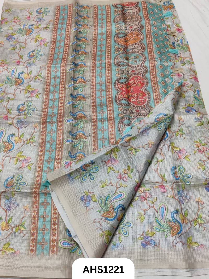 Soft Silk Kota Digital Print Saree With Blouse