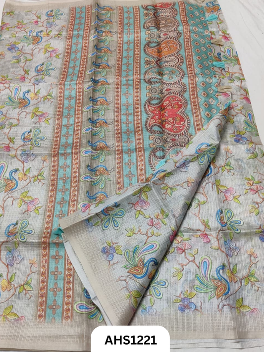 Soft Silk Kota Digital Print Saree With Blouse
