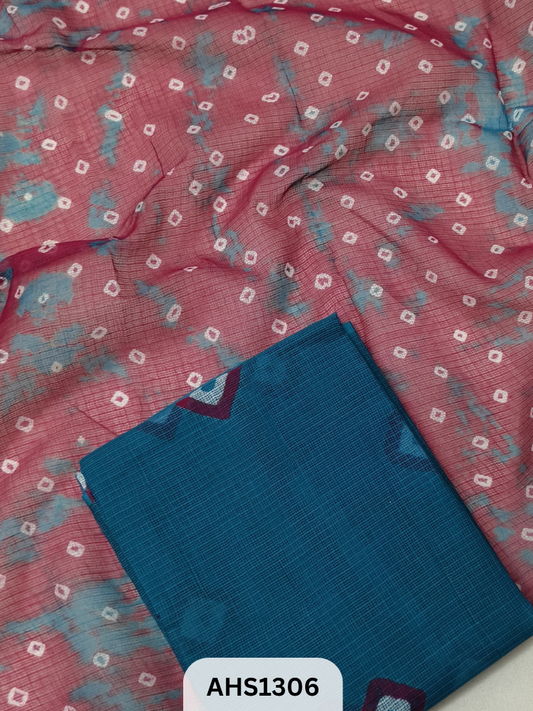 Pure Kota Cotton Shibori Print Dress Material Top & Dupatta 2.5mtr