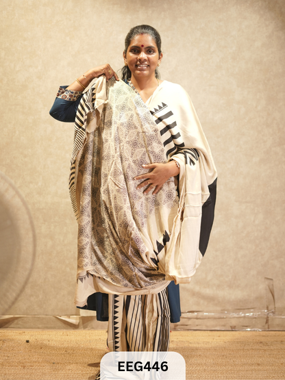 AJRAKH MODAL SAREE- RETRO