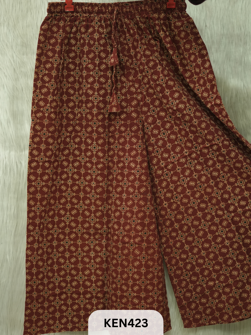 PLAZO HANDBLOCK PANT-FREE SIZE(22 to 40 INCH)