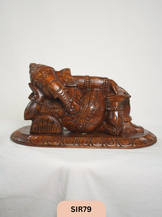 WOODEN SLEEPING GANESH - Height 9" INCH, WIDTH 16"INCH
