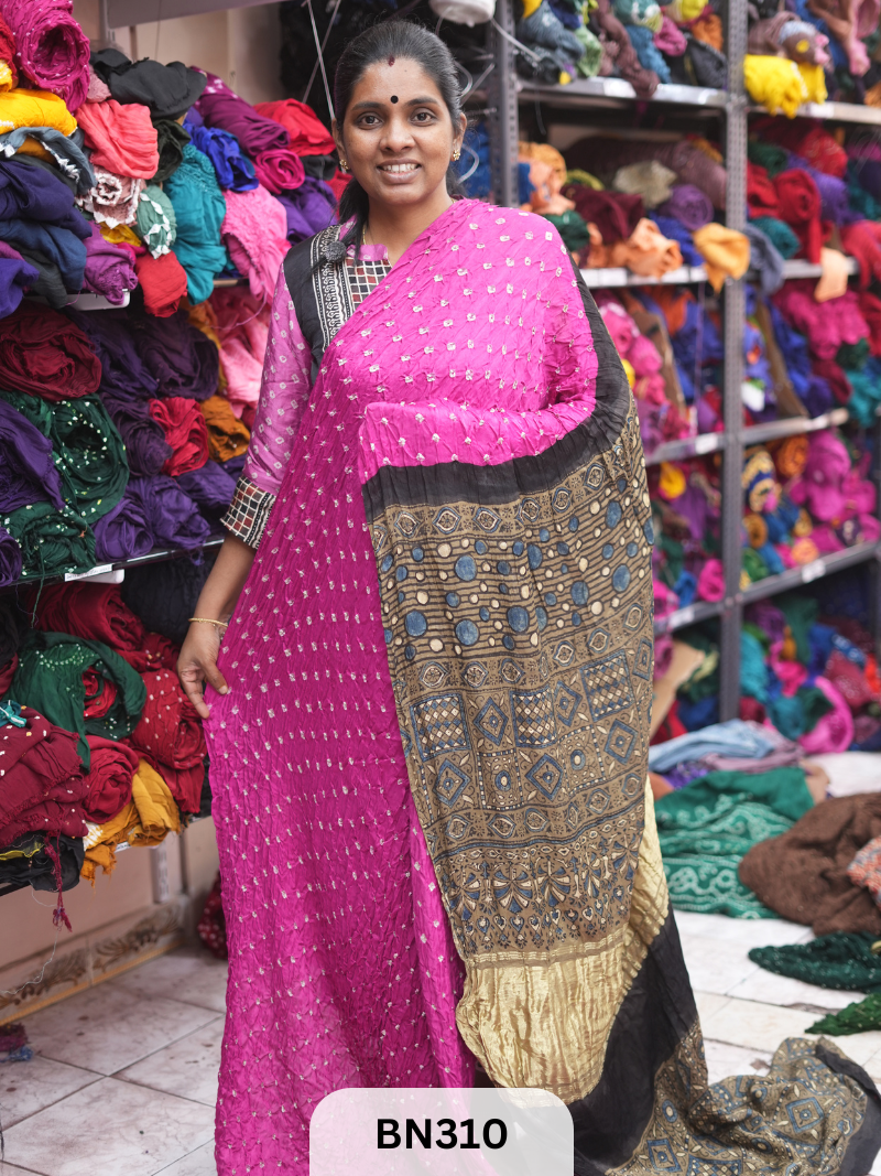 MODAL GAJI - AJRAKH BANDHINI SAREE