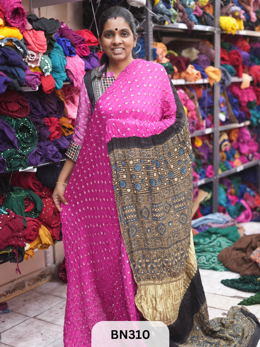 MODAL GAJI - AJRAKH BANDHINI SAREE
