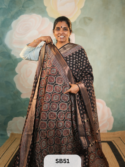 AJRAKH SAREE WITH NIZAM BORDER