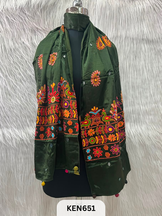 MUSHRU HAND AARI WORK WITH MIRROR WORK STOLE