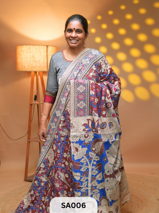 Kalamkari malmal cotton saree Ravi Sun Kalamkari
