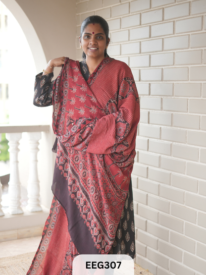 AJRAKH CHINON SAREE