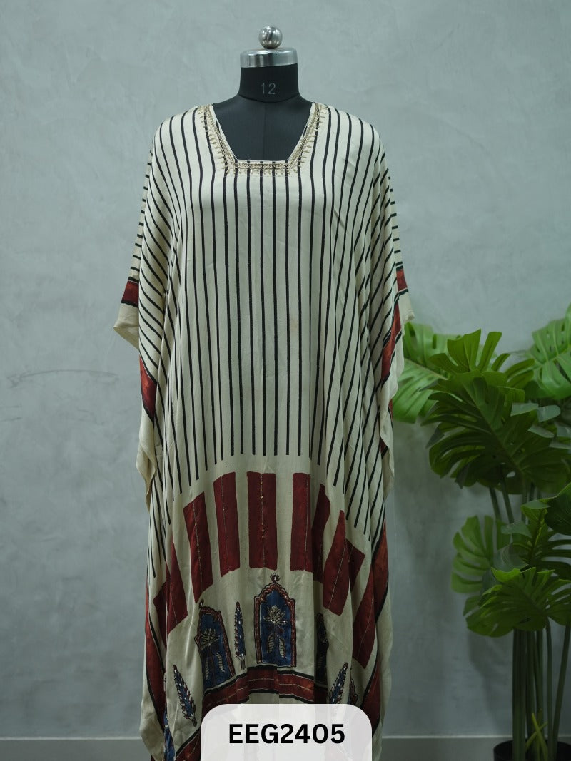 MODAL AJRAKH PRINT KHUFTAN WITH KHATLI WORK