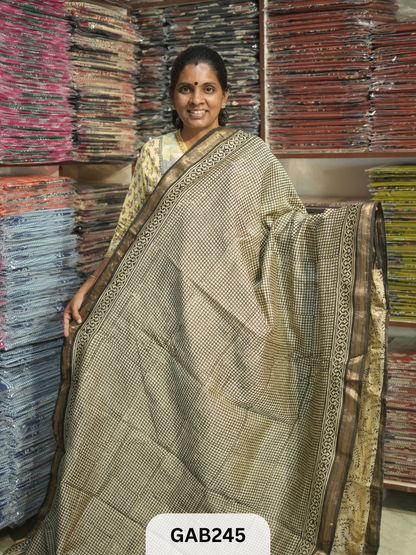 TRADITIONAL HAND BLOCK PRINTED MAHESHWARI SILK SAREE WITH BLOUSE