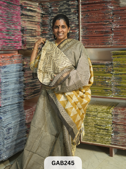 TRADITIONAL HAND BLOCK PRINTED MAHESHWARI SILK SAREE WITH BLOUSE
