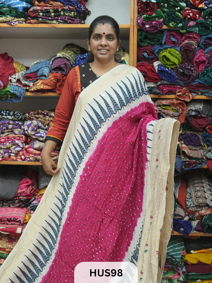 PURE DOLA SILK WITH AJRAKH MINAKARI PALLU
