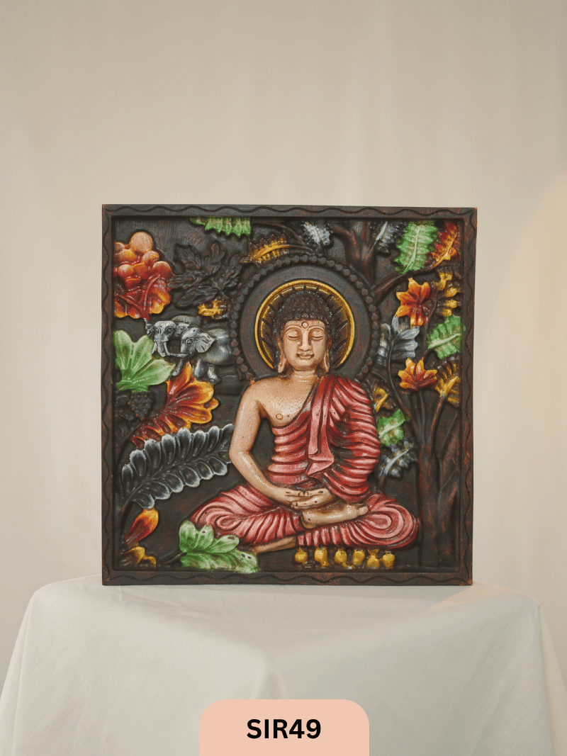 WOODEN BUDDHA WALL FRAME - Height 12" INCH, WIDTH 12"INCH
