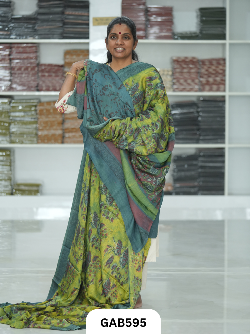 Nashpal & Pomegranate Peel Printed Modal Silk Sarees with blouse