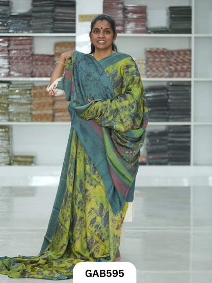 Nashpal & Pomegranate Peel Printed Modal Silk Sarees with blouse