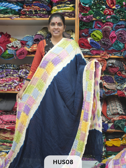 PURE MODAL WITH CHECKS MULTI COLOUR BORDER