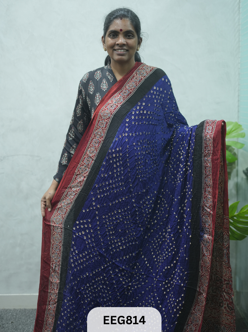 MODAL AJRAKH BANDHEJ SAREE