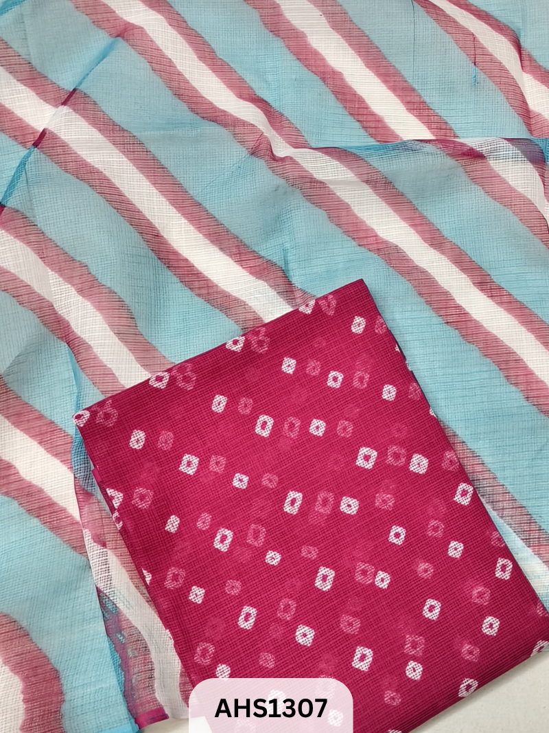 Pure Kota Cotton Shibori Print Dress Material Top & Dupatta 2.5mtr