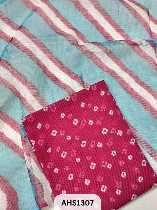 Pure Kota Cotton Shibori Print Dress Material Top & Dupatta 2.5mtr