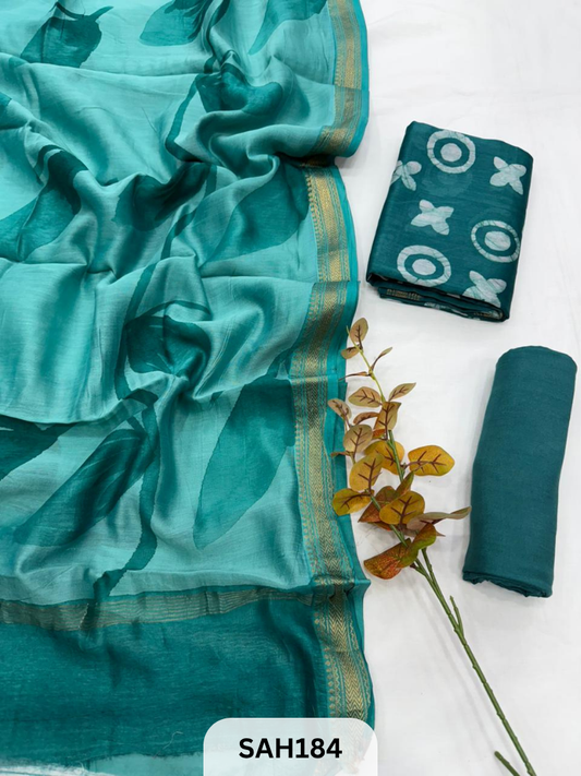 MAHESHWARI HANDBLOCK SALWAR SUIT 3PCS - UNSTITCHED