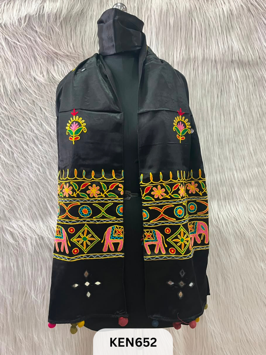 MUSHRU HAND AARI WORK WITH MIRROR WORK STOLE