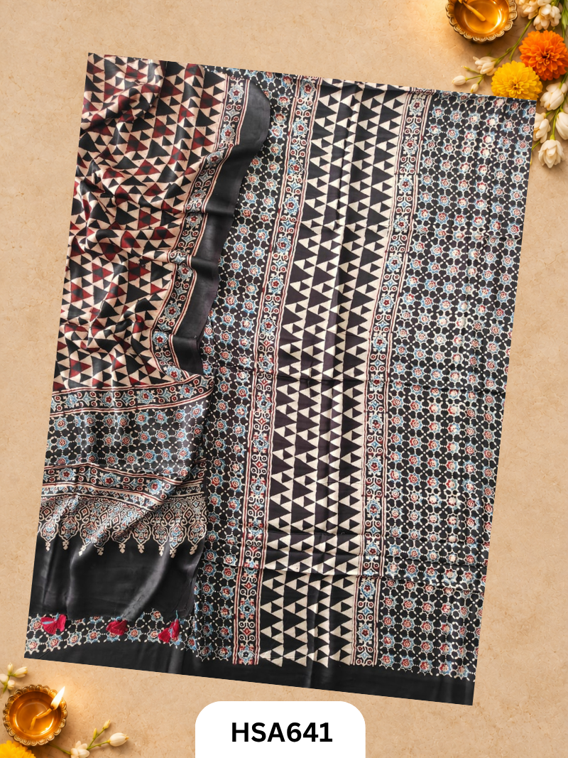 Pure Ajrakh Modal Print Pomegranate Pill Dye 2 Pics Suits