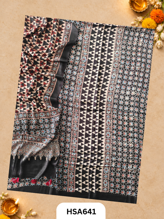 Pure Ajrakh Modal Print Pomegranate Pill Dye 2 Pics Suits